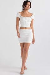 Sarelle Ivory Dainty Knit Mini Skirt