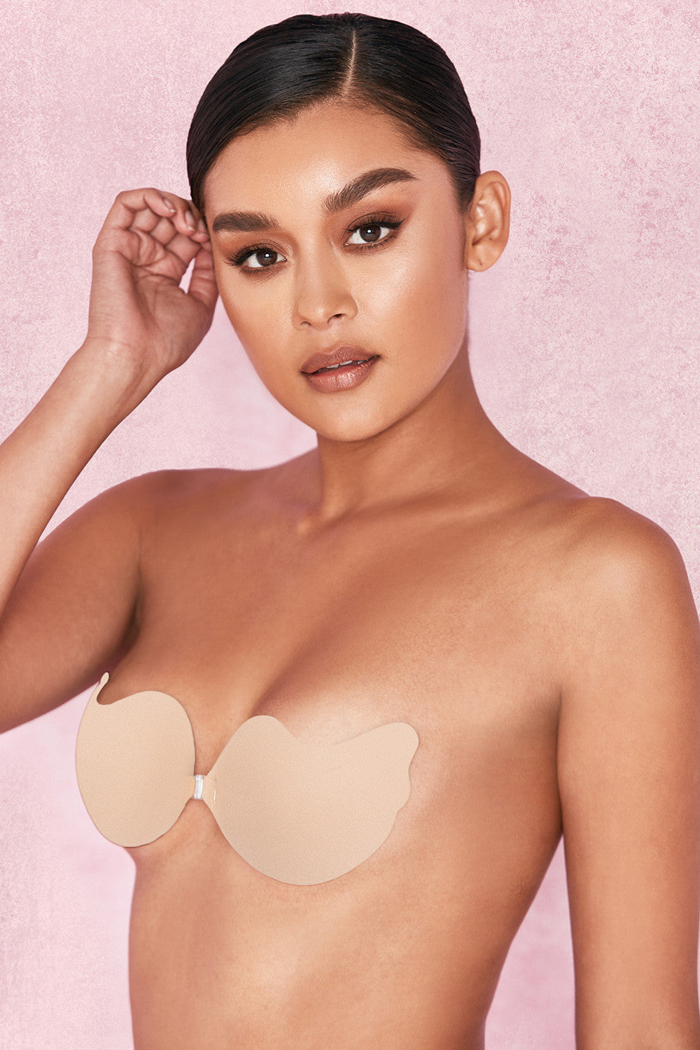 VFront Fastening Moulded Microfibre  Bra - Beige