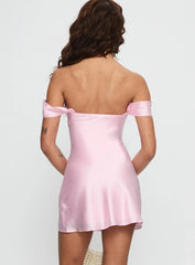 Zabbarra Off The Shoulder Mini Dress Light Pink