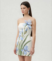 Floral Printed Mini Dress - White