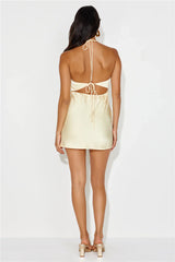 Yours To Love Satin Halter Mini Dress Yellow