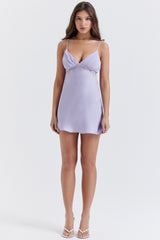 Christa Embroidered Lavender Mini Dress