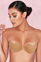 VFront Fastening Moulded Microfibre  Bra - Caramel