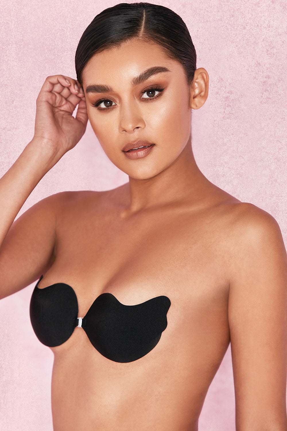 VFront Fastening Moulded Microfibre  Bra - Black