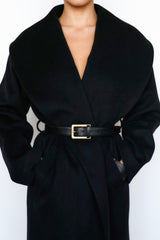 Cocoon Black Wool Shawl Collar Coat