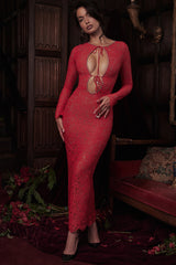 Lisandra Red Lace Maxi Dress
