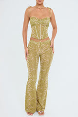 Mistress Rocks Olive Print Trousers - SALE