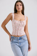 Chicca White Rosebud Print Top
