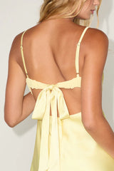 Jola Yellow Mixed Media Tie-Back Mini Dress
