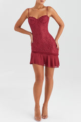 Mistress Rocks Sangria Lace Mini Dress - SALE