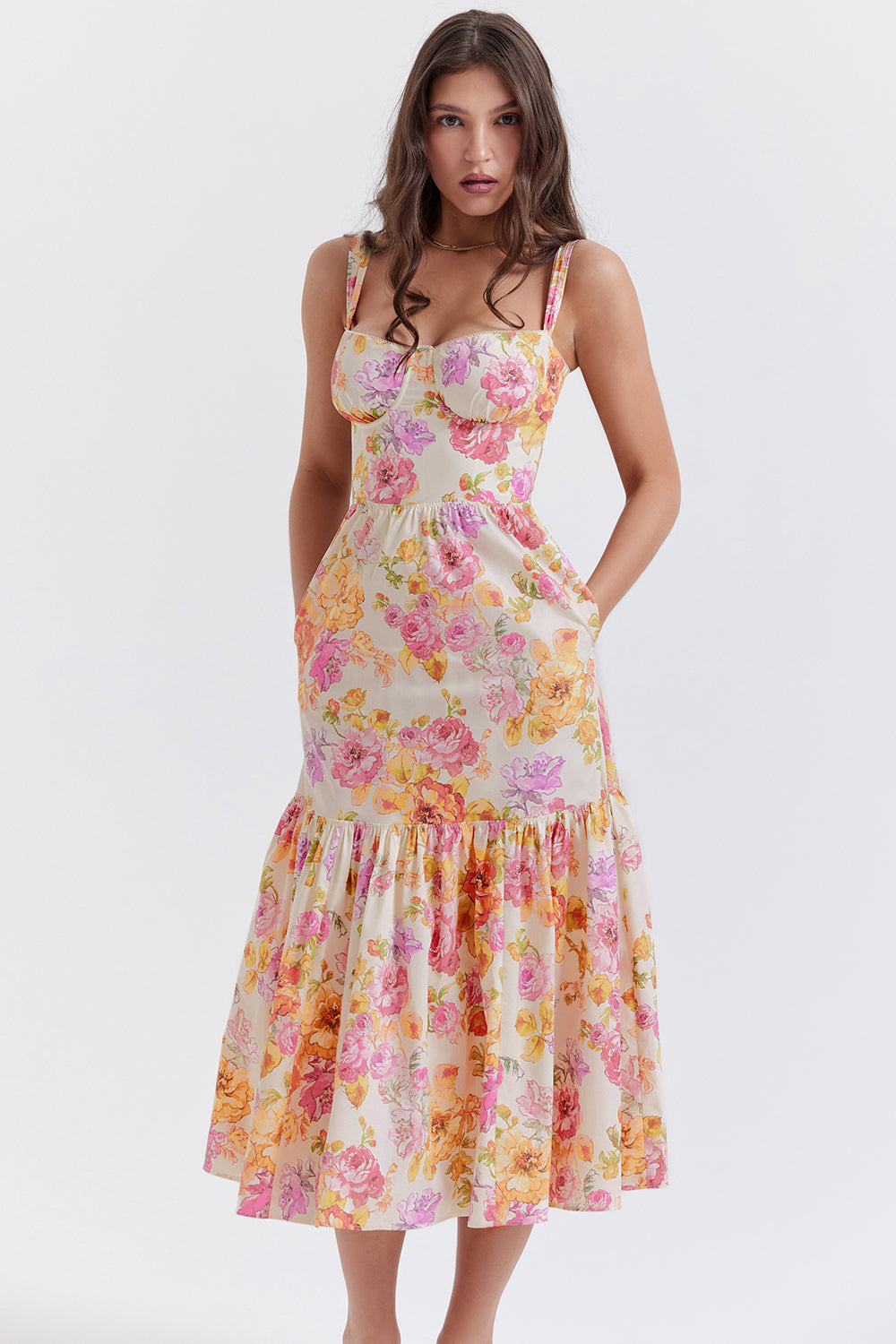 Elia Ivory Floral Midi Sundress