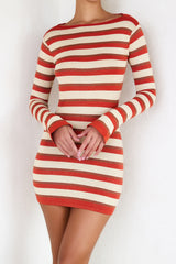 Mistress Rocks Striped Knit Open Back Mini Dress - SALE