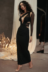 Zahra Black Plunge Maxi Dress