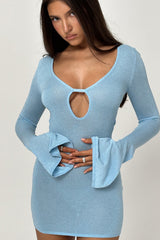 Noya Ocean Blue Knit Mini Dress - SALE