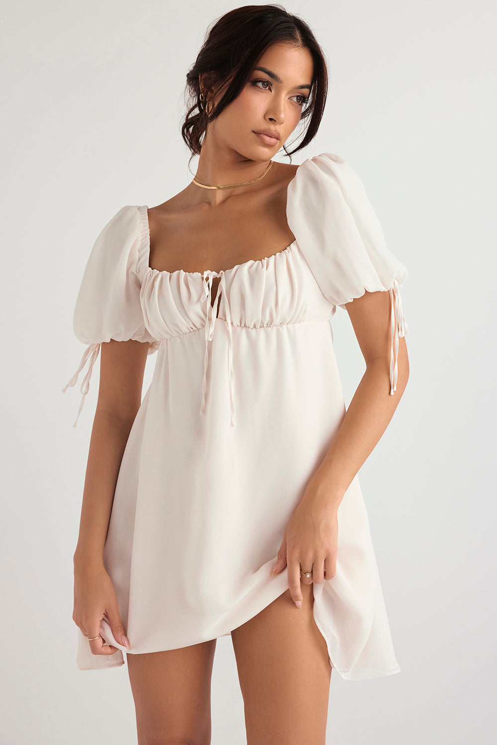 Princess Ivory Georgette Mini Dress - SALE