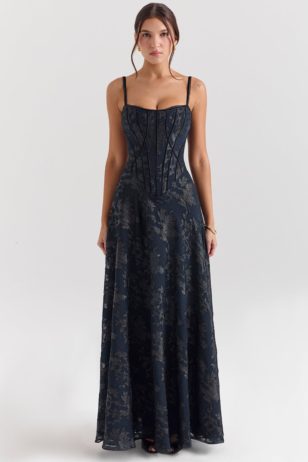 Esme Midnight Blue Lurex Chiffon Maxi Dress