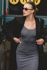 Remi Black Single Breasted Long Coat