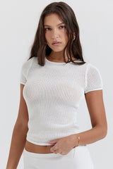 Yves White Knit Top