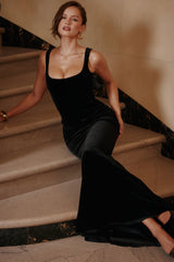 Yasmina Black Velvet Hourglass Maxi Dress - Limited Edition