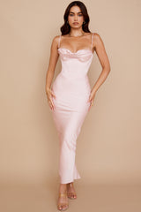 Charmaine Blush Pink Corset Maxi Dress