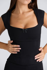 The Cap Sleeve Black Corset Top