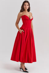 Lady Scarlet Strapless Midi Dress