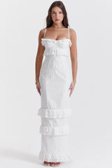 Eve White Broderie Maxi Dress
