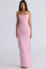 Adrienne Pink Quartz Georgette Strapless Gown