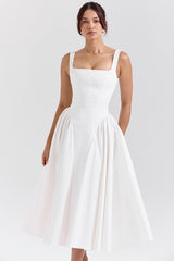 Dorothy White Cotton Midi Sundress