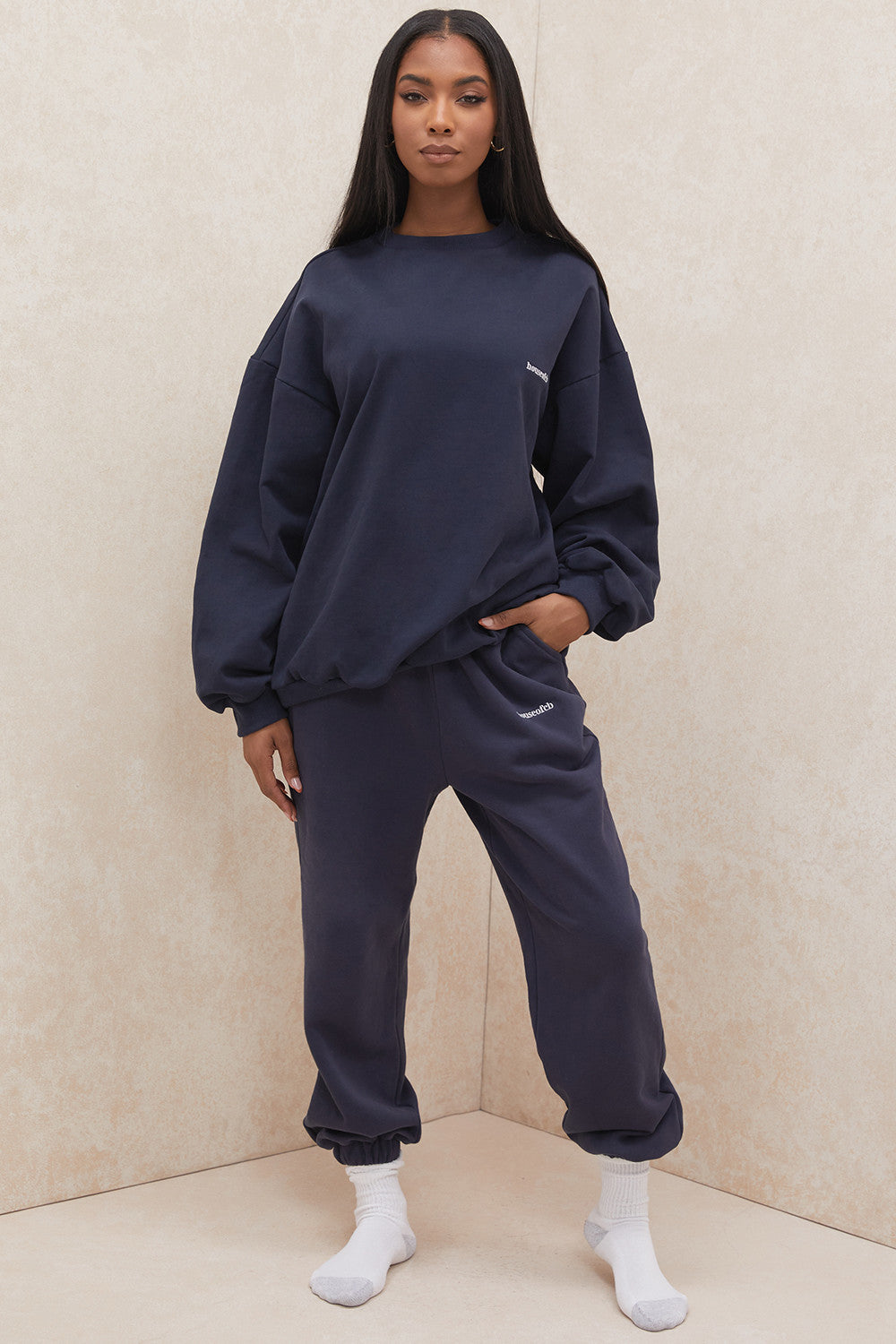 Sky Navy Fleece Back Jogging Trousers