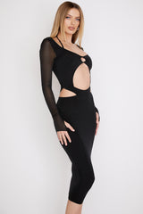 Marina Black Cutout Midi Dress
