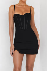 Mistress Rocks Black Strappy Corset Mini Dress - SALE