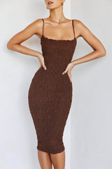 JardinMistress Rocks  Chocolate Shirred Midi Dress - SALE