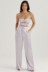 Alivia Grey Satin Trousers