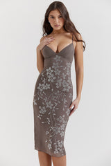 Blanca Smoke Crystal Embellished Midi Dress