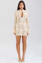 Brianna Buttermilk Keyhole Lace Mini Dress
