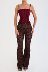 Mistress Rocks Espresso Stretch Lace Trousers - SALE