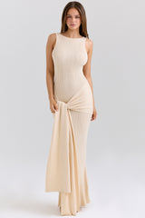 Akaia Champagne Waterfall Maxi Dress