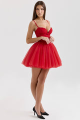 Princess Holly Red Tulle Mini Dress