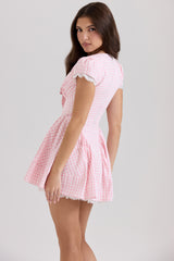 Emiliana Pink Gingham Cotton Mini Dress