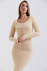 Gene Beige Soft Fluffy Knit Cardigan - SALE