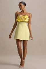 Lemon Floral Bandeau Micro-Mini Dress