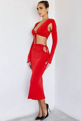 RegentMistress Rocks  Red Jersey Midi Skirt - SALE