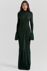 Sancha Forest Green Knit Maxi Dress