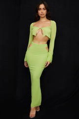 Madeline Lime Green Georgette Maxi Skirt
