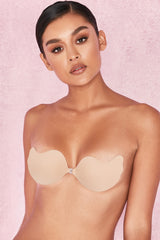 VFront Fastening Moulded Microfibre  Bra - Beige