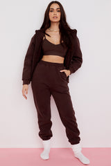 Storm Chocolate Cotton Fleece-Back Zip Through Hoodie