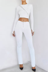 ElementalMistress Rocks  White Jersey Gathered Trousers - SALE