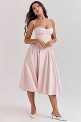 Samaria Ballerina Pink Twill Corset Midi Dress