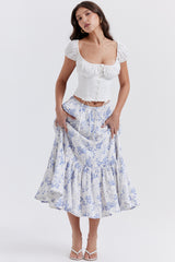 Aitana Blue Print Midi Skirt